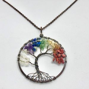 Tree of Life Necklace with Gems of the 7 Chakras